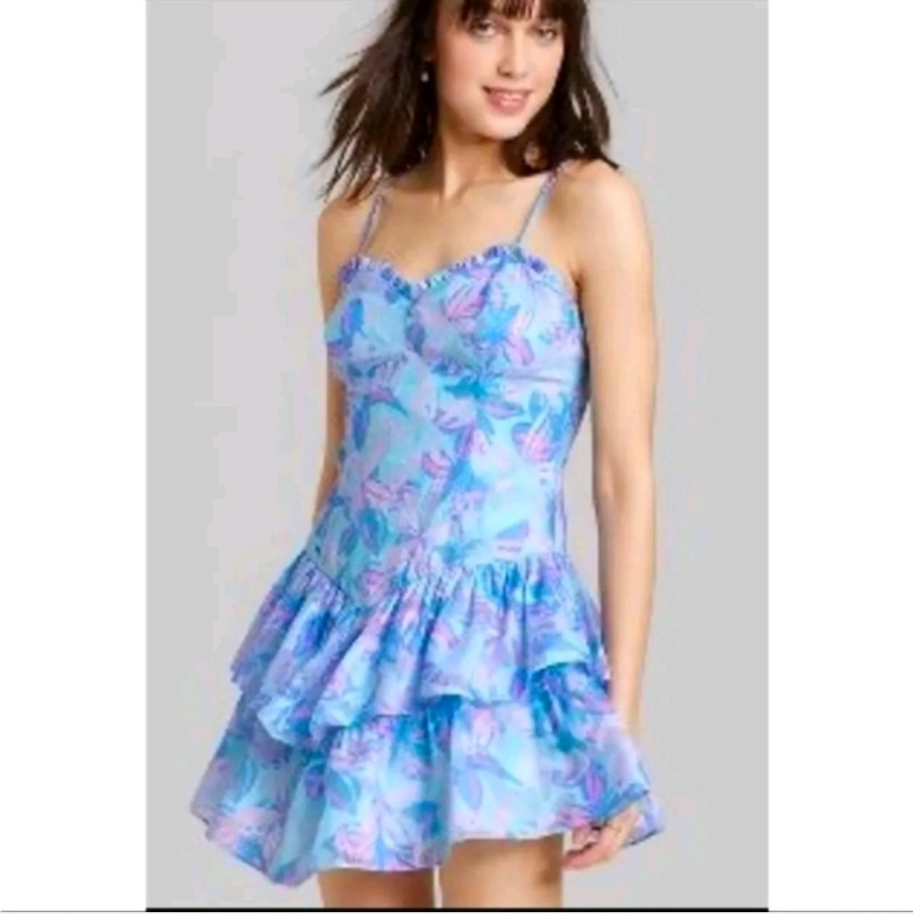 Wild Fable 80s 90s Style Tiered Dress XS NWT Smocked Bustier look